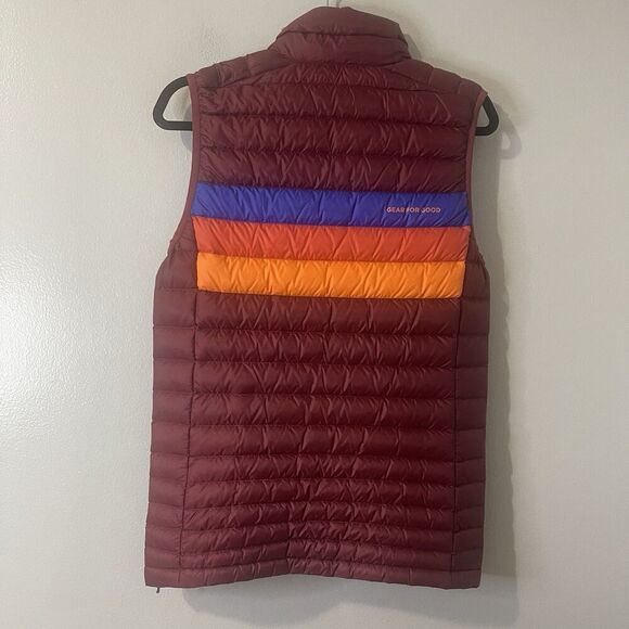 COTOPAXI Fuego Down Vest Men’s XS Burgundy Stripes NEW Retro Outdoors Hiking - Picture 7 of 13